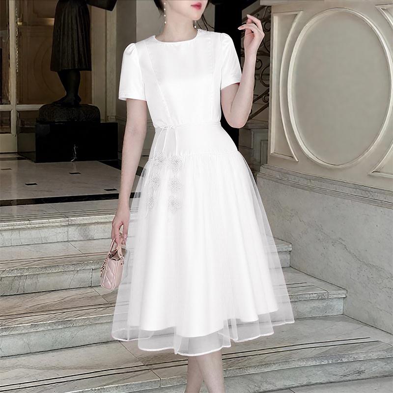 ZANZEA Женское летнее повседневное платье с сетчатой вставкой, круглым вырезом и коротким рукавом для вечеринки