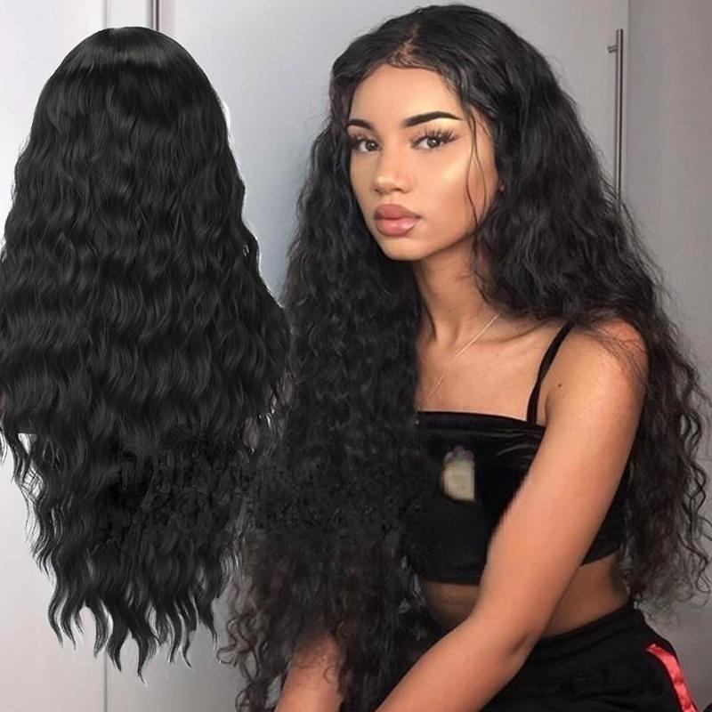 MISS WIG Женский длинный волнистый парик черного и красного вина без челки, синтетические термостойкие волокна, парики для женщин