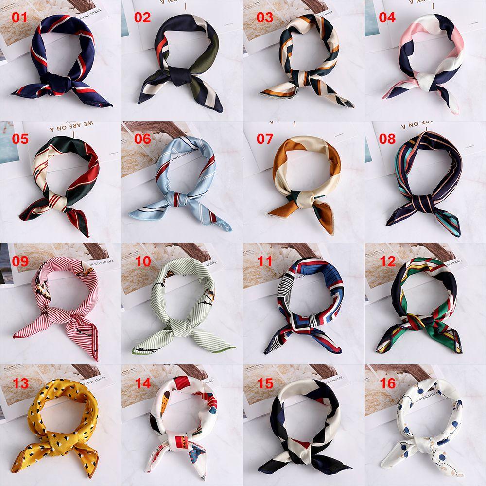 Vintage Wrist Wrap Head-Neck Tie Hair Band Silk Feel Satin Bandana Women Square Scarf Handkerchief