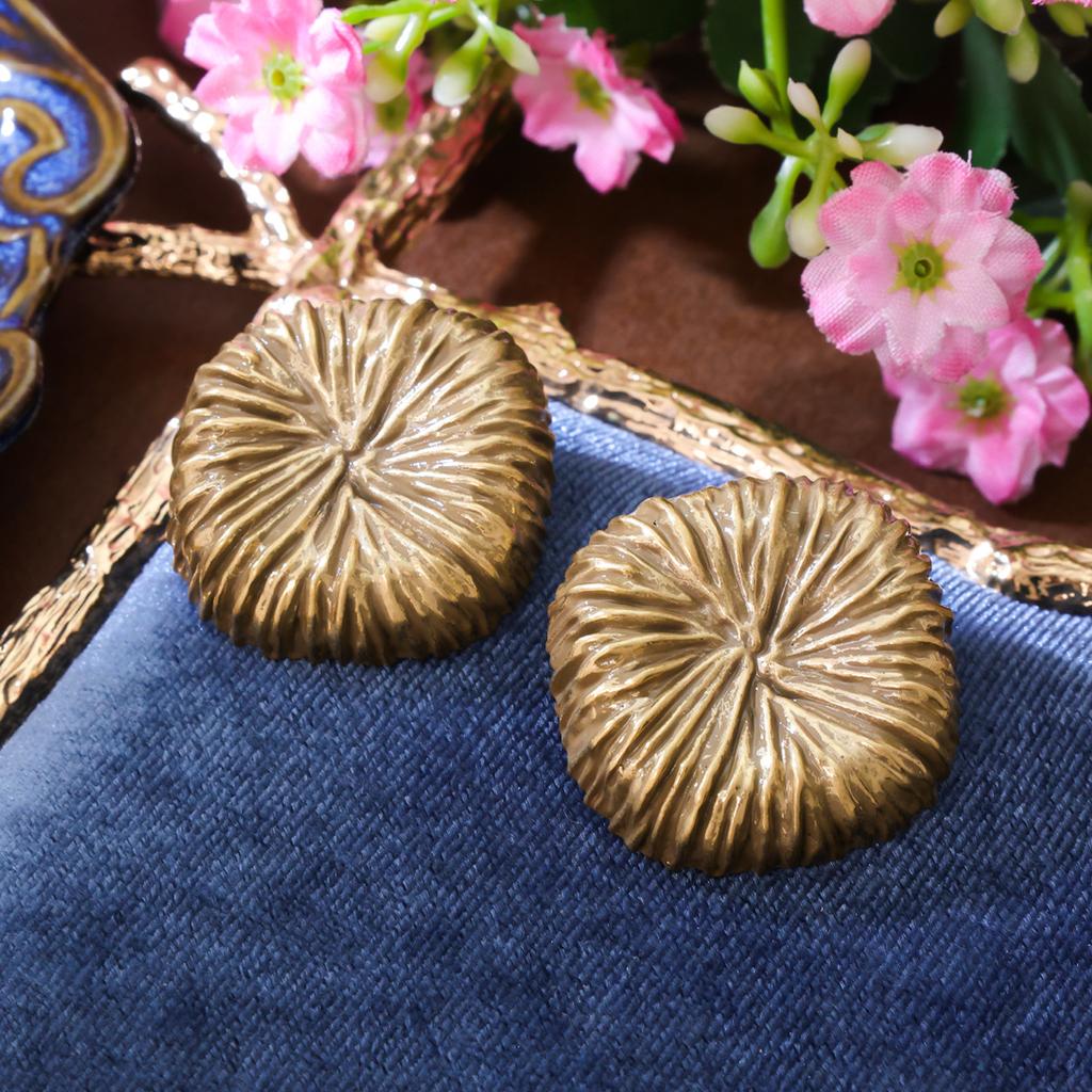 Винтажные серьги-пусеты в гонконгском стиле, квадратные, с покрытием из настоящего золота, матовым узором, простые квадратные серьги-полукольца, серебряная игла