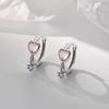 Sweet Pink Love Purple Diamond Ear Buckles Small Heart-shaped Earrings for Women Light Luxury High-end Earrings