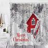 Christmas Shower Curtain, Xmas Shining Red Balls Snow Pine Branch Merry Christmas Polyester Fabric Washable Bath Curtain Hooks
