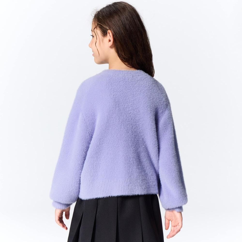 GU by Uniqlo Girls Shaggy Knit Bijou Button Cardigan