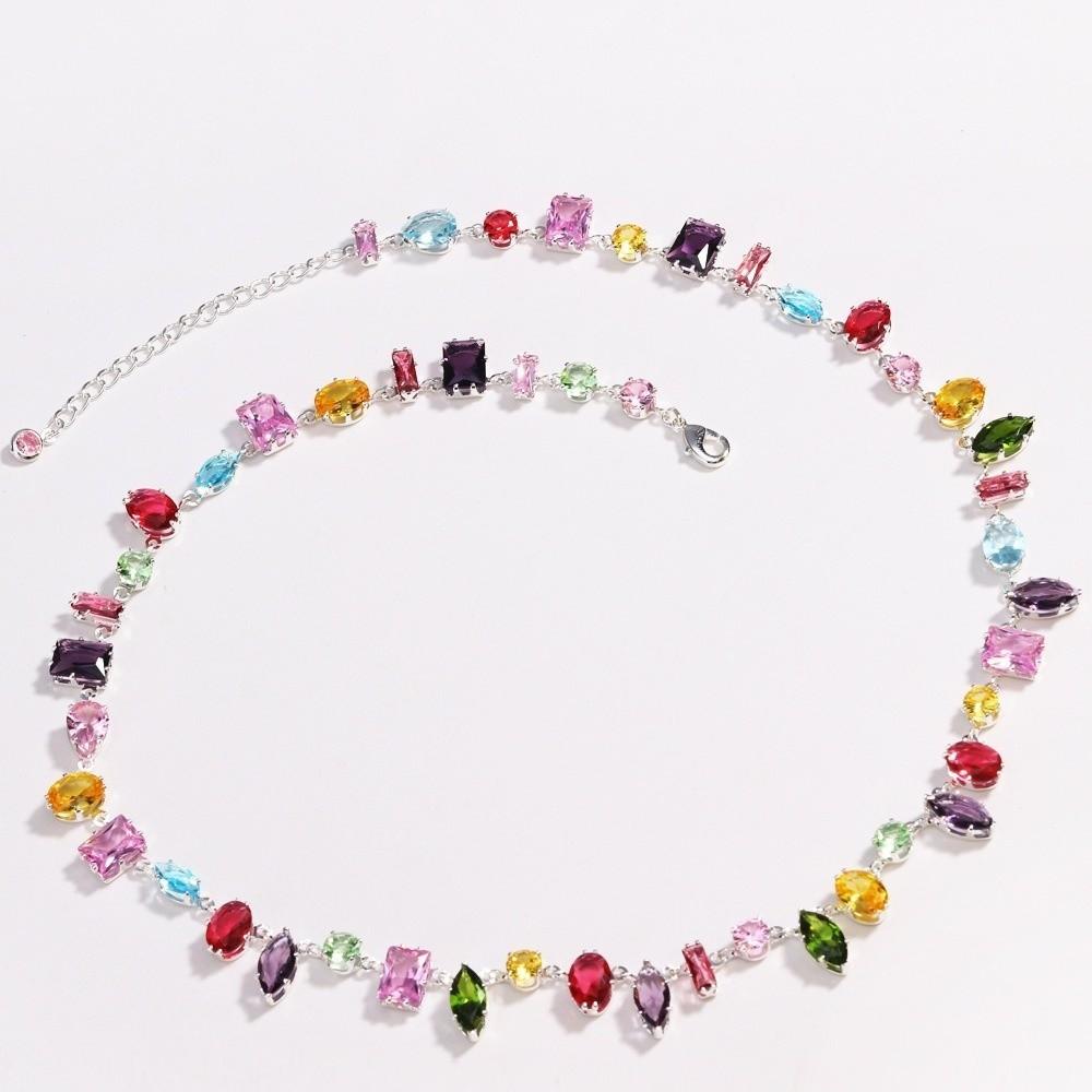 Zircon Zircon Necklace Bracelet Eariings Colorful Fashion Jewelry Accessory Prom