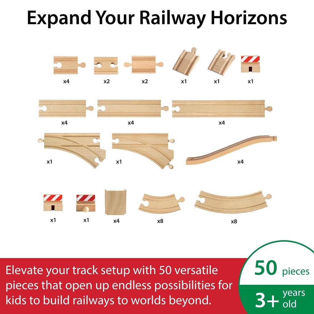 BRIO Rail Set for ages 3 and Wooden Wooden Rail Gift 50-Piece Add-On (33772) up. [Toy, Toy, Set, (Birthday/Christmas)]
