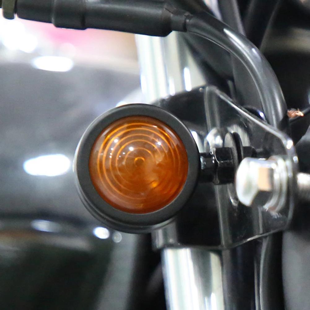 Universal Black Sliver Motorcycle 12V Amber Retro style LED Turn Signal Brake Light Metal Housing For Chopper Bobber Cafe Racer