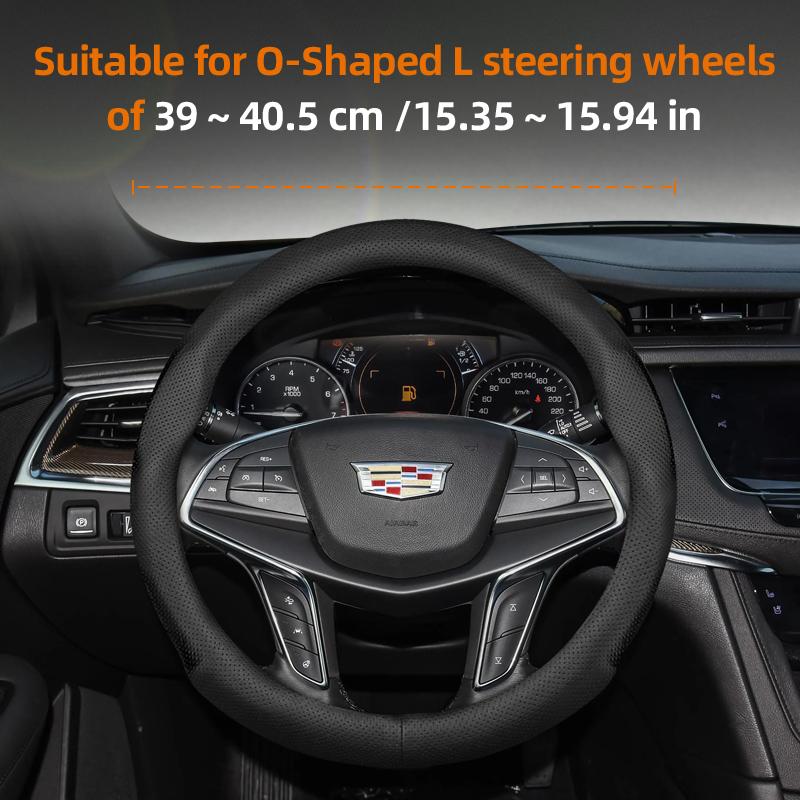 Suitable for Cadillac Ultra-Thin Breathable Leather Steering Wheel Cover Suitable for Cts 2013 Ct4 Carbon Interior Ct5 Xt5 Xt4 Xt6 Escalade Srx X