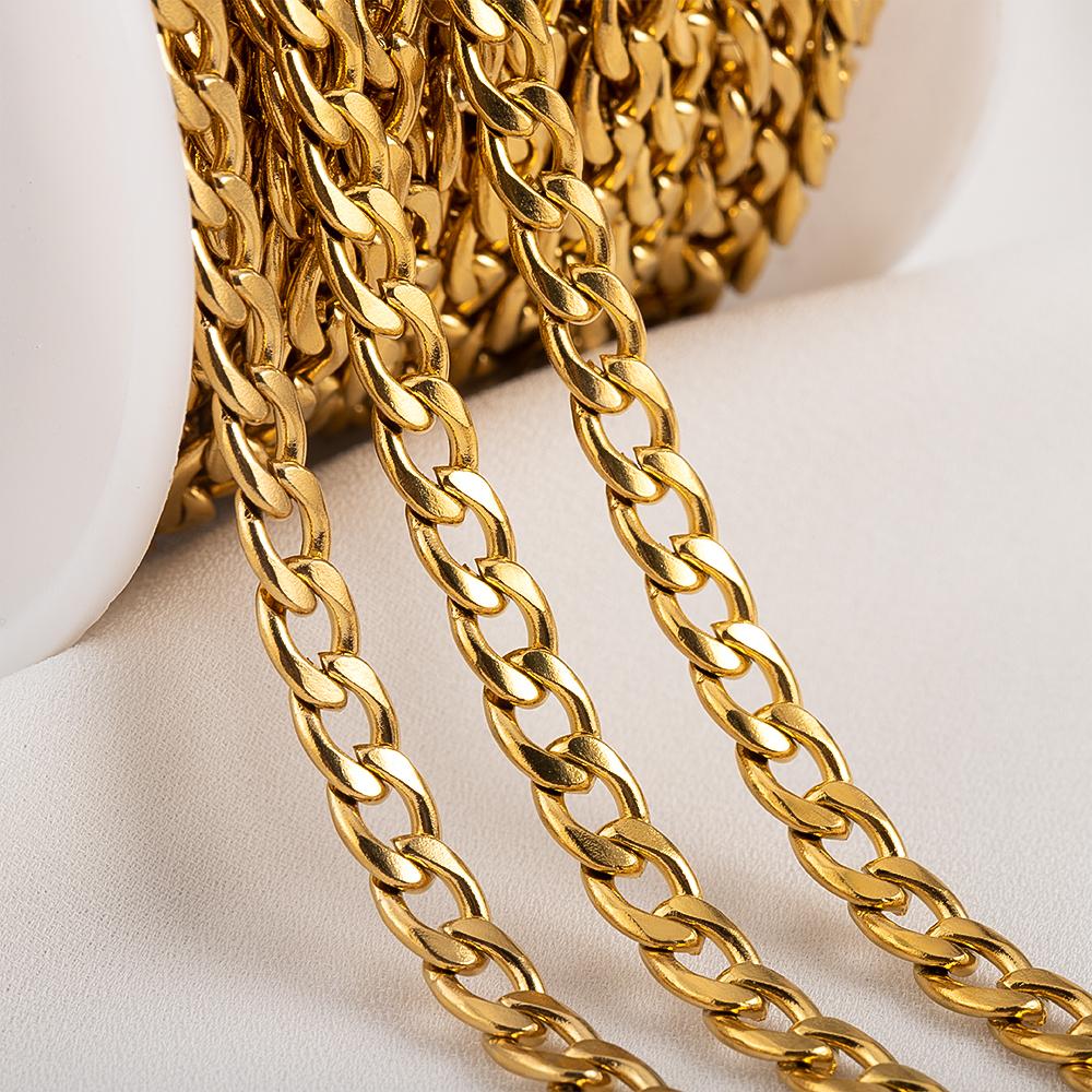 1Meter 2Meters 3-7mm Stainless Steel Cuban Link Cable Chains for DIY Necklace Bracelet Anklet Jewelry Making Accessory