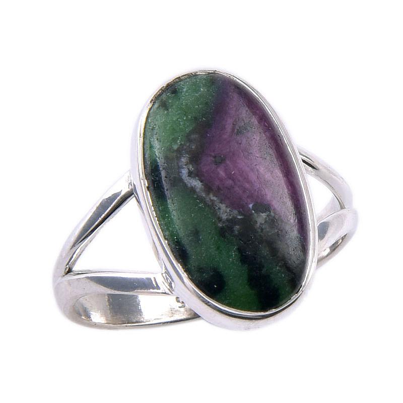 Рубин в Цоизите Ручной работы Лабораторно выращенный Ювелирное изделие Кольцо из стерлингового серебра 925 пробы S.8 L7U29