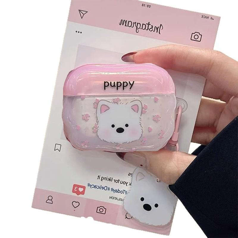 Розовый Цветок Щенок Чехол для AirPods 1/1/1/1/1 Apple Чехол для наушников Pro/Pro1 Чехол для Bluetooth-наушников