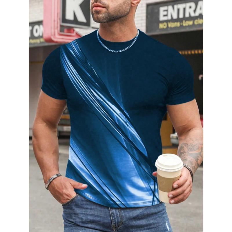Fashion Men's T-shirt 3D Gradient Print Short-sleeved T-shirt Daily Wear 6XL Simple Print Fashion Casual Round Neck T-shirt