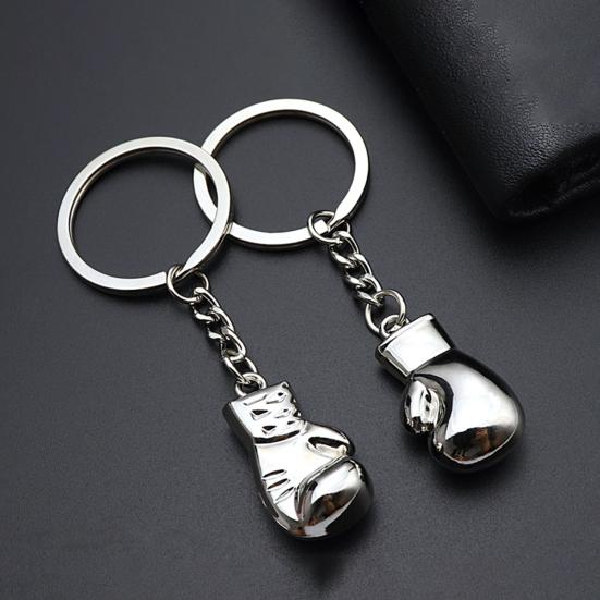 2Pcs Special Collections Boxing Gloves Keychain Anti-oxidation Practical Creative Metal Mini Boxing Gloves Keychain