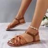 Summer New Women's Flat Bottom Roman Strap Sandals with Non Slip Rubber Soles Fashion Women's Shoes Size 36-43