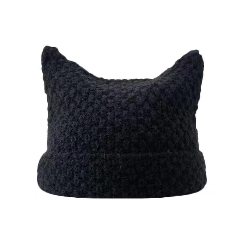 Новая японская уличная одежда Harajuku Beanie Little Devil полосатая вязаная шапка для женщин и девочек осень-зима милая шапка с кошачьими ушками