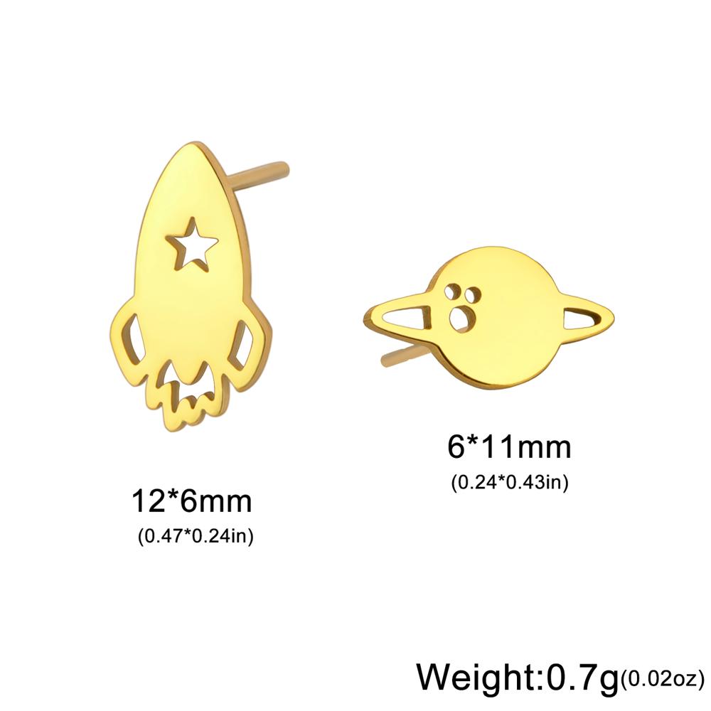 Cazador Asymmetrical Cute Mini Planet Jupiter Rocket Stud Earrings for Women Stainless Steel Jewelry Piercing Earrings Gift 2026
