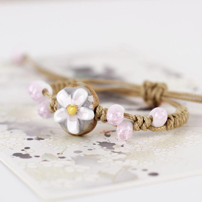 Handmade Bracelets for Women Gifts Ceramic Flower Bracelet