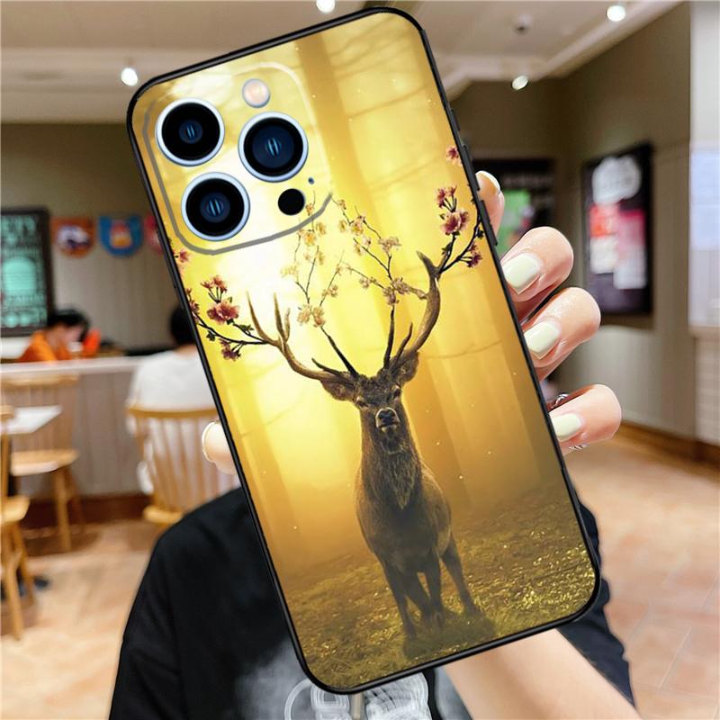 Animal Deer Case For iPhone 17 15 14 13 12 11 16 Pro Max Mini Plus 16e 17 Air Bumper Cover Accessories