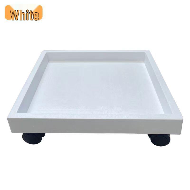 Round Movable Flower Pot Tray with Tempered Load-Bearing Wheels