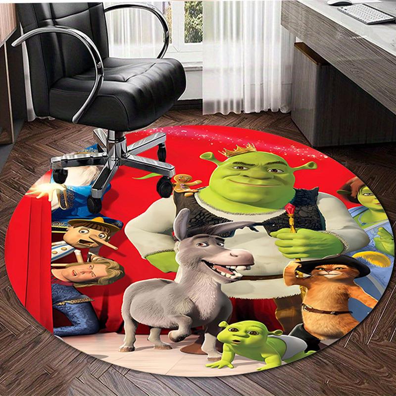 1pc Shrek3 Print Round Carpet Chair Round Carpet Suitable for Bedroom Living Room Home Decorative Carpet