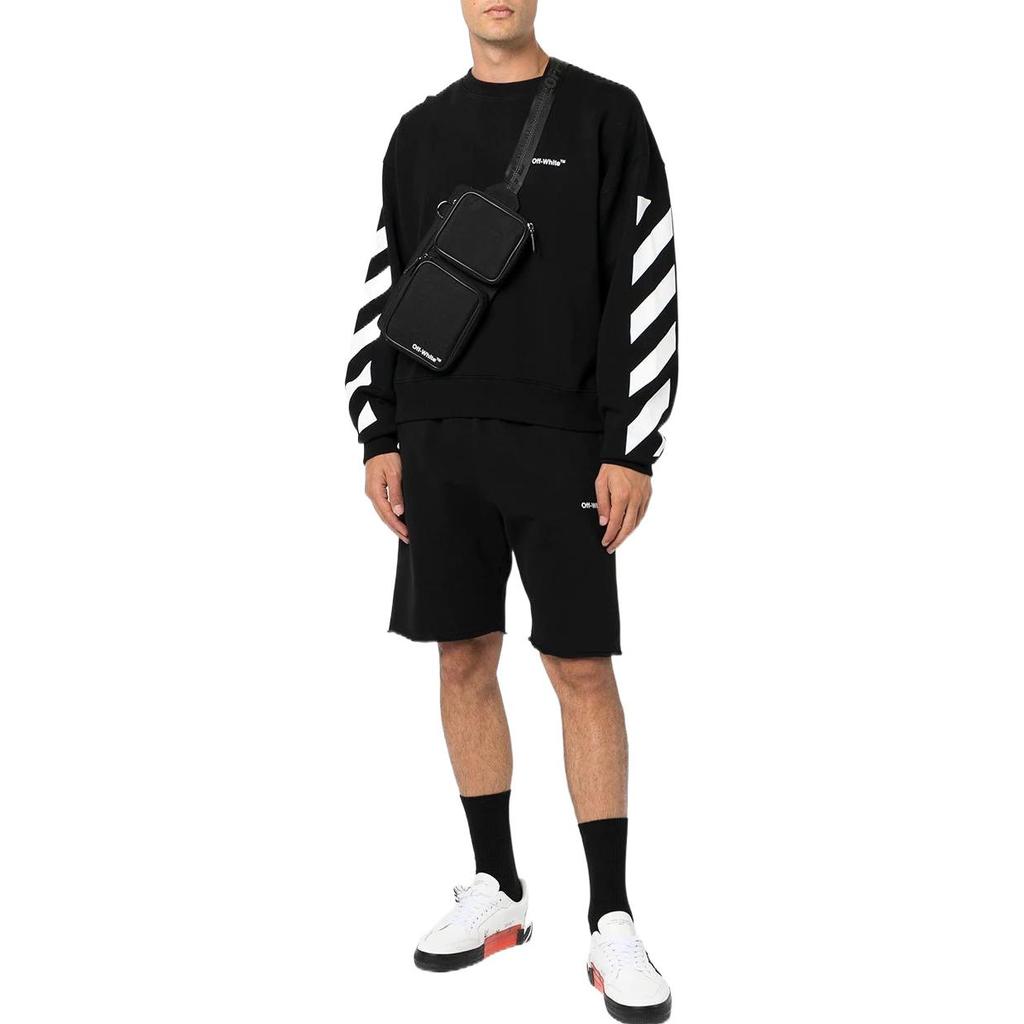 Off-White Толстовка оверсайз Diagonal Helvetica, черные мужские топы OMBA058C99FLE0011001
