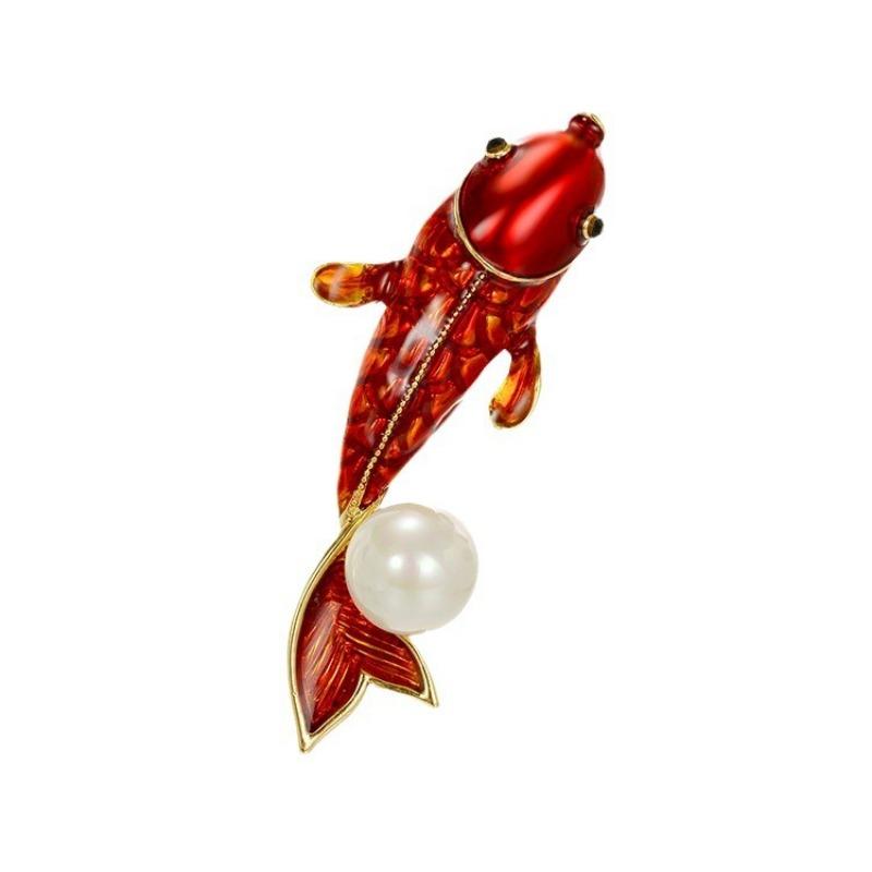 Koi Carp Brooch, High-end Feminine Charm, Pearl Carp Brooch, Design Sense, Suit Pin
