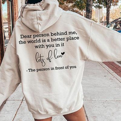 Толстовка с капюшоном Dear Person Behind Me, персонализированная толстовка с надписью «Be Kind Message», толстовки с капюшоном с длинными рукавами, пуловеры
