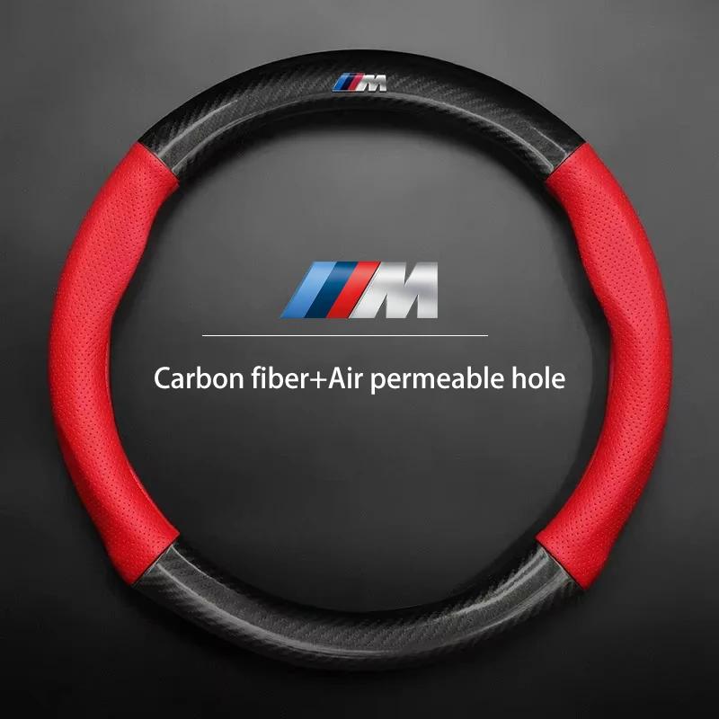 NEW Car Carbon Fiber Leather Steering Wheel Cover For BMW E46 E90 E60 F30 E39 F10 F20 E87 E36 F20 F30 1 2 3 5 7 Series X1 X3 X5