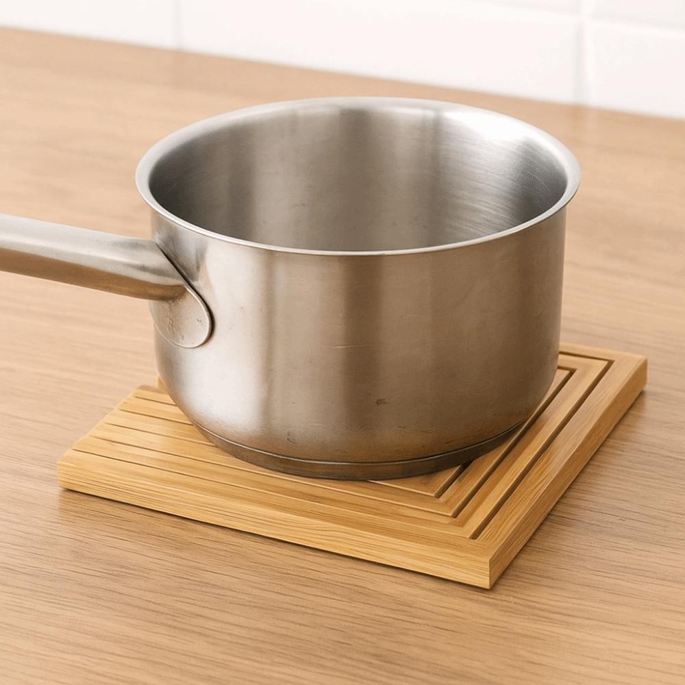 Hollowed-out Bamboo Placemat Natural Anti Scalding Mat Bamboo Heat Insulation Pad  Kitchen Use