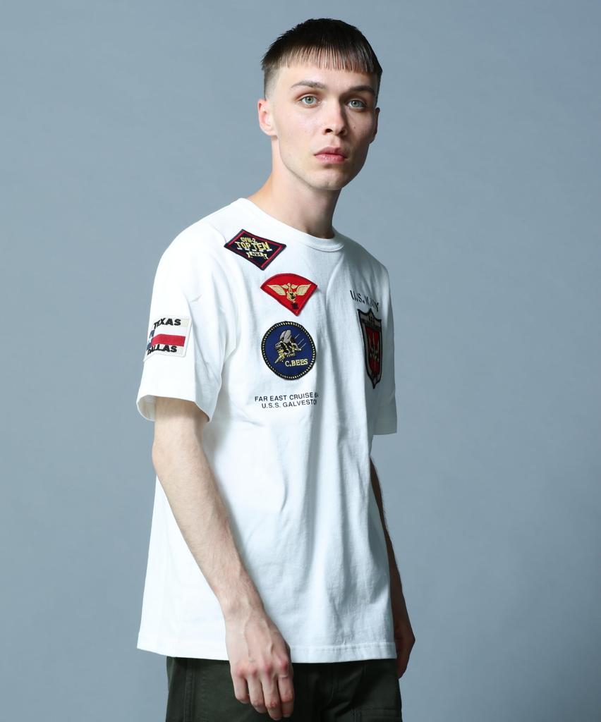 AVIREX TOP GUN WAPPEN CREW NECK Top Gun Patch T-SHIRT (WEB&DEPOT Exclusive) T-Shirt, XL, 030, White, 783-3934021