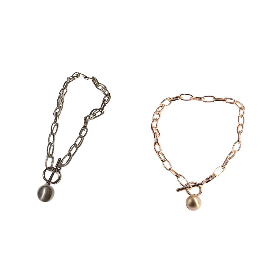 Ожерелье OT Circle Женское металлическое ожерелье с подвеской в виде шара Толстая цепочка Браслет Хип-хоп Ключица Аксессуары