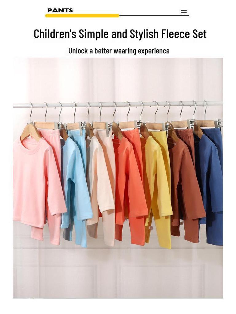 Детский бесшовный термофлисовый комплект нижнего белья - Теплая осенняя одежда для мальчиков и девочек