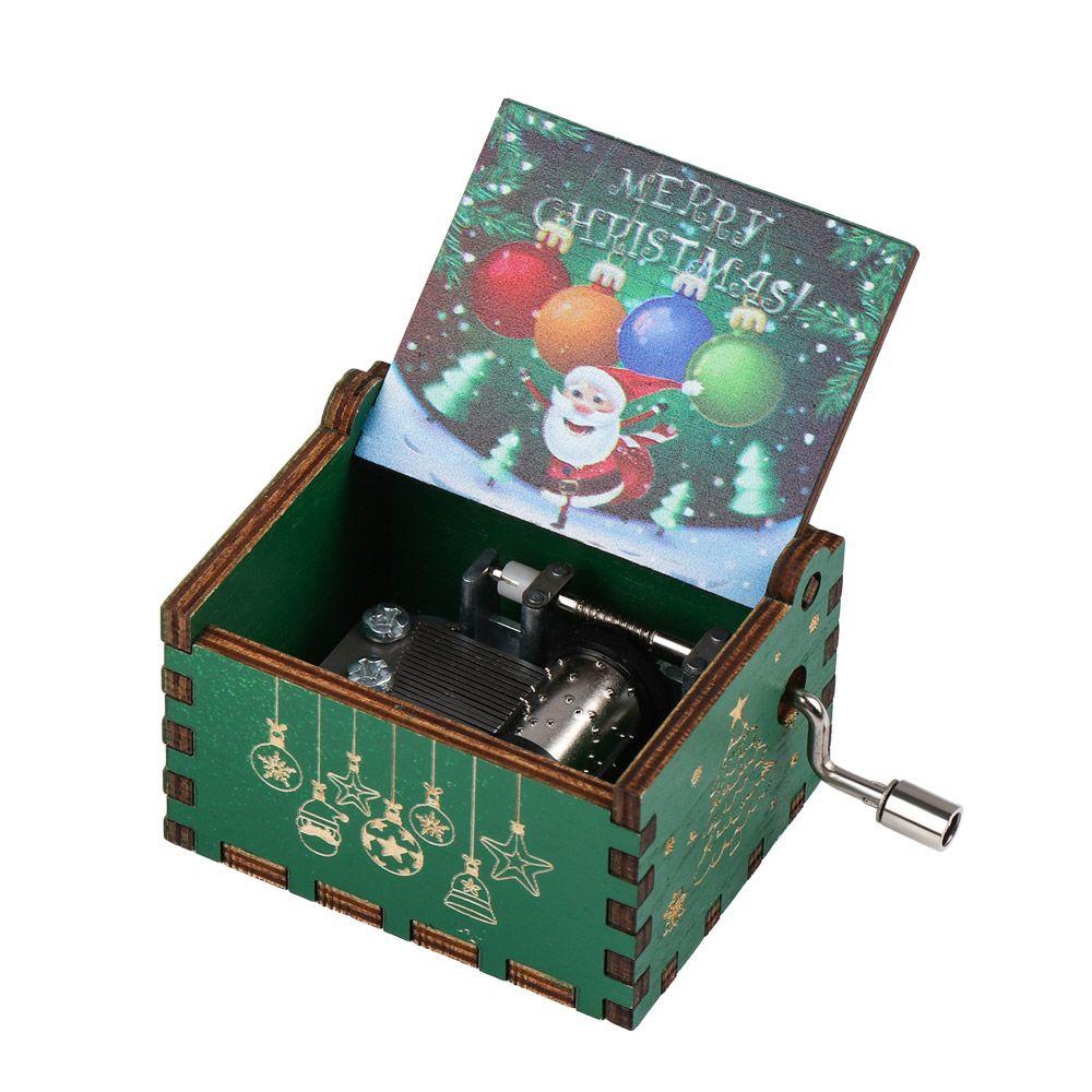 Gifts Wooden New Year Musical Boxes Music Box Merry Christmas Hand Crank