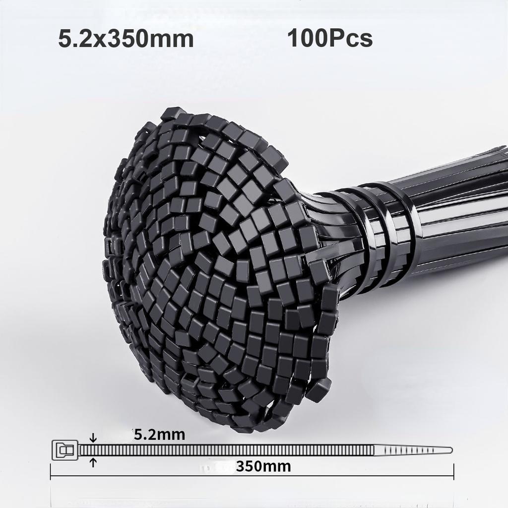 100Pcs Heavy Duty Self-locking Plastic Nylon Tie Wrap, Strong and Reliable Cable Ties