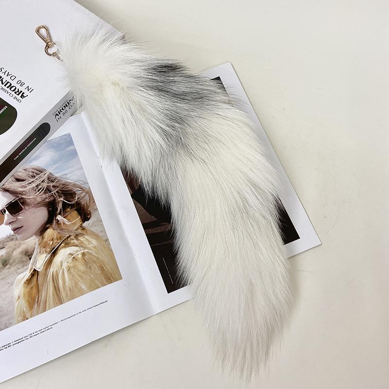 Модный большой лисий хвост брелок сумка брелок пушистое украшение