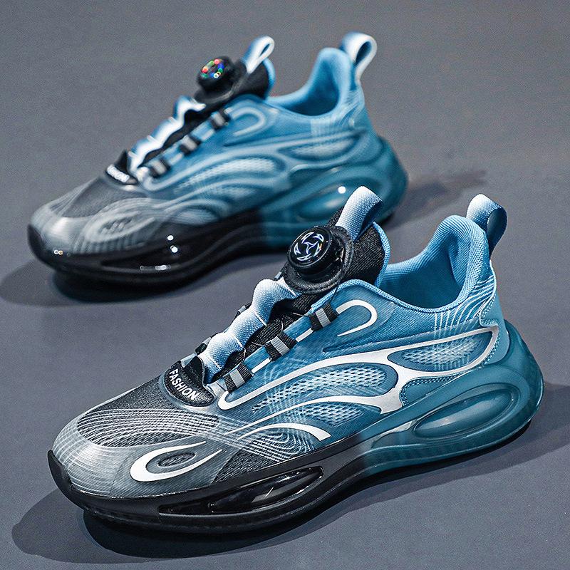 Универсальная мужская обувь, дышащая сетчатая повседневная спортивная обувь с вращающимися пуговицами, молодежная обувь для бега на воздушной подушке, модная обувь для белого папы