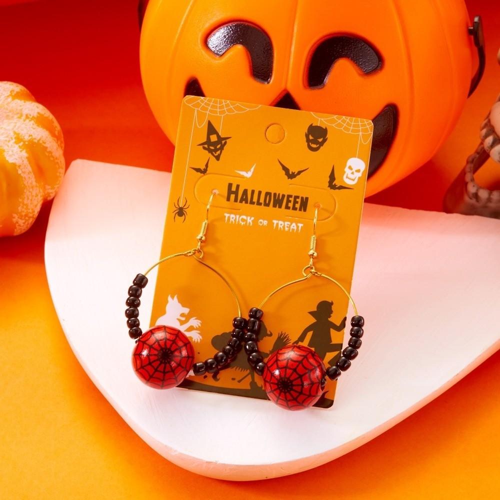 Beads Halloween Earrings Skull Ghost Dangle Earrings Jewelry Pumpkin Hoop Earrings  Women