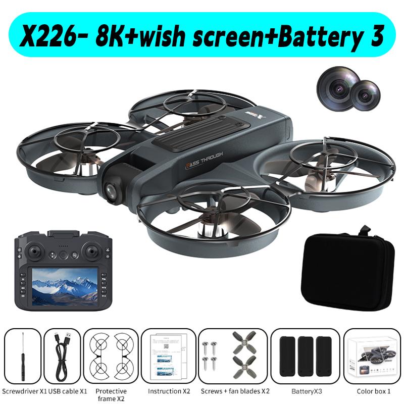 Original Mini Drone X226VR Drones 8K HD Dual Camera Professional Remote Control Helicopter Plane Brushless Motor RC Dron Quadcopter Toys Gift for Kids