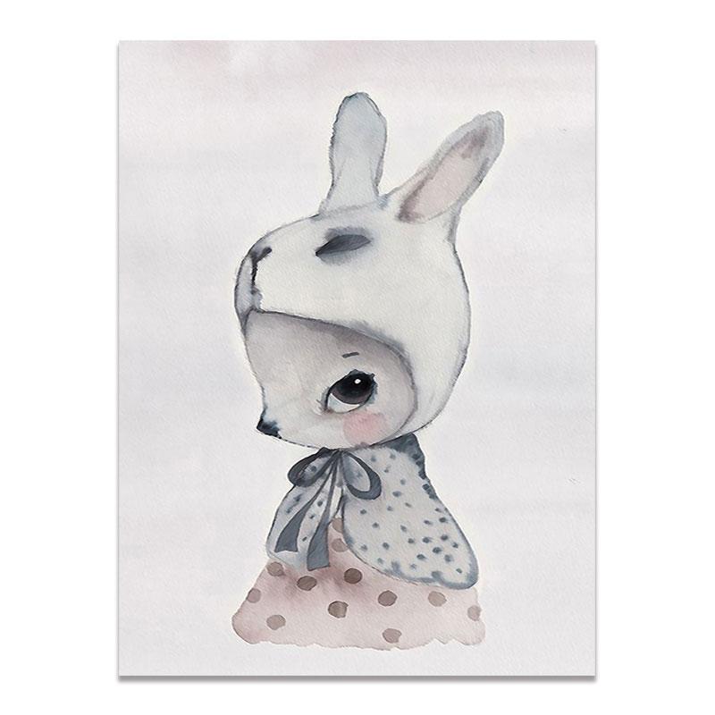 Современный скандинавский кролик для девочек, ангел, настенное искусство, мультяшная картина на холсте, спрей, цветной художественный постер, детские настенные фрески для детской комнаты