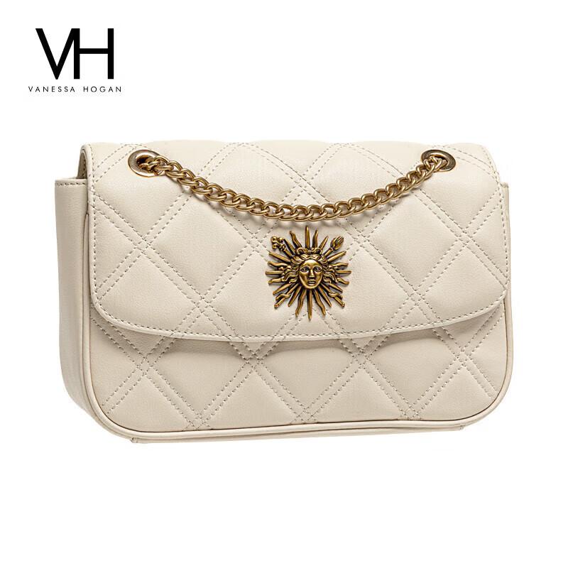 VANESSA HOGAN VH Women's Handbag, Soft Pack Series, Retro Crossbody Bag, Chain Underarm Bag, Shoulder Bag, White