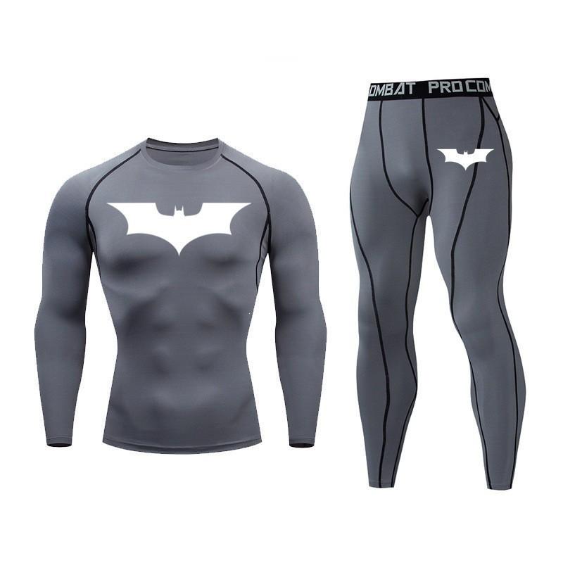 Men Women Quick Dry Athletic Compression Set Long Sleeve Top Capri Pants Running Gym Workout Sportswear