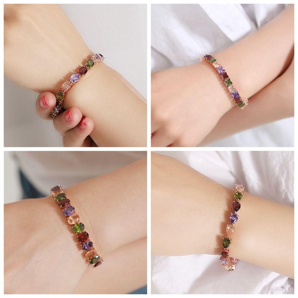 Роскошный браслет со стразами, украшения, браслет из цветных кристаллов, радужный цирконовый браслет, женский/мужской