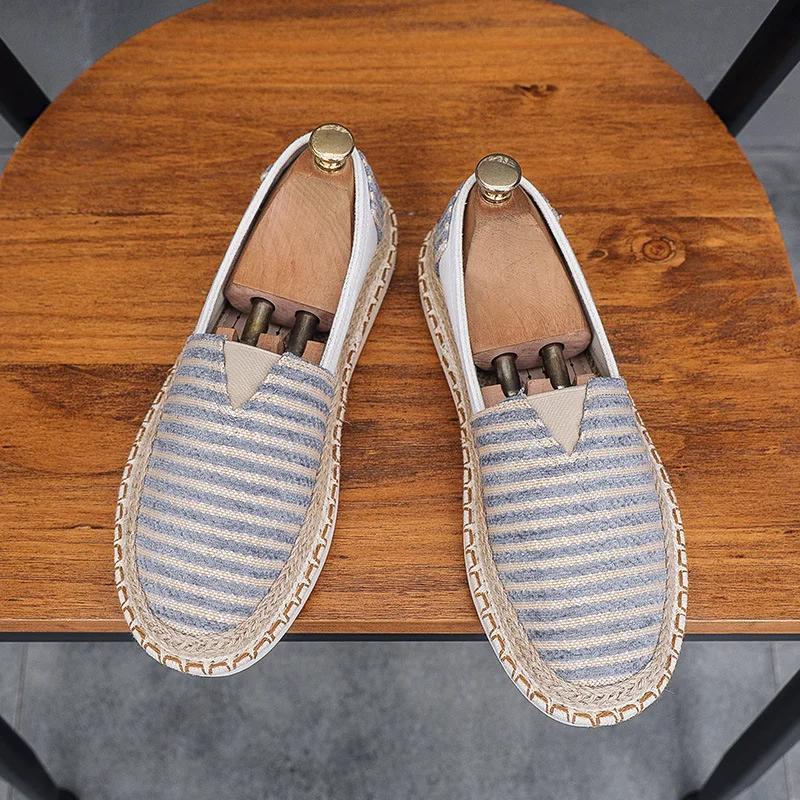 Модные летние новые мужские туфли Модные тканые полосы для комфорта Дышащие легкие повседневные парусиновые туфли для мужчин Zapatos De Hombre