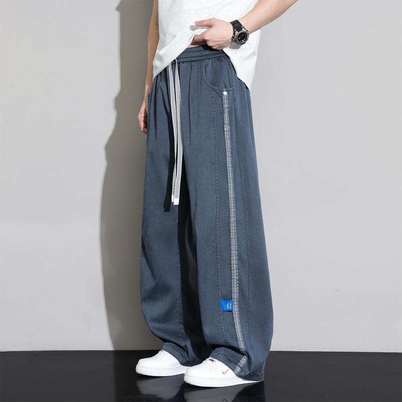 Men's Ice Silk Straight Leg Pants Summer Cool Sensation Breathable Casual Plus Size Sport Trousers