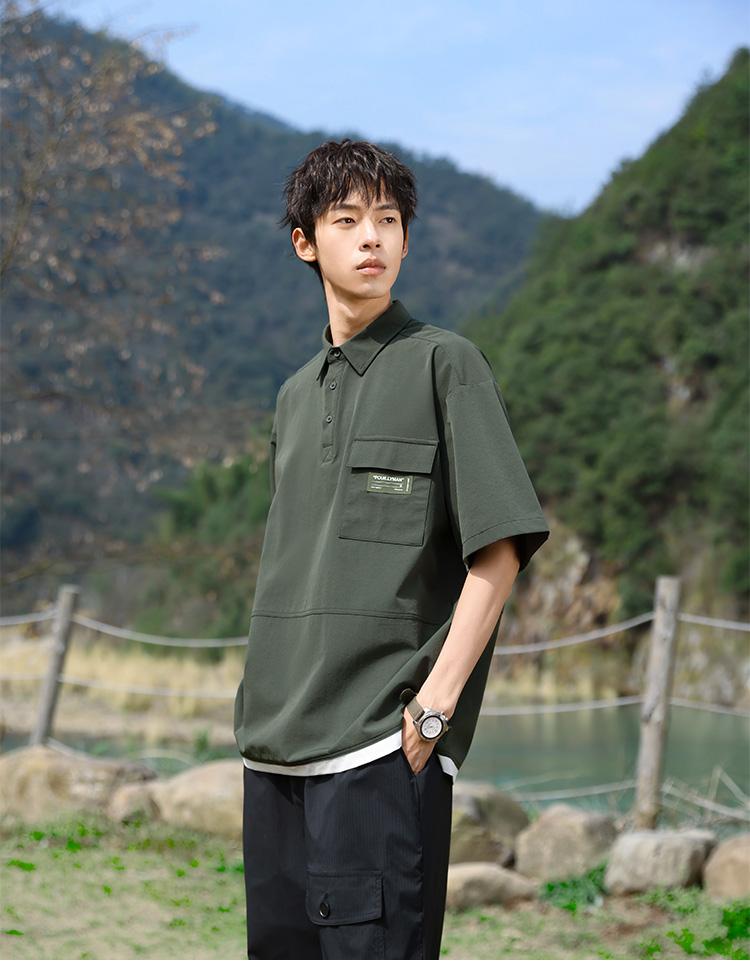 Four sided elastic casual short sleeved polo shirt