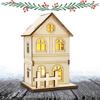 Festival Led Light Wooden House Christmas Tree Decorations For Home Decoration Miniature Wooden House DIY Gift Window Decoration
