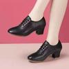 2024 Fashion Shoes for Women Spring Women's Pumps Solid Color Pointed Toe Hollow Out Breathable Lace Up Chunky Heel Shoes Women
