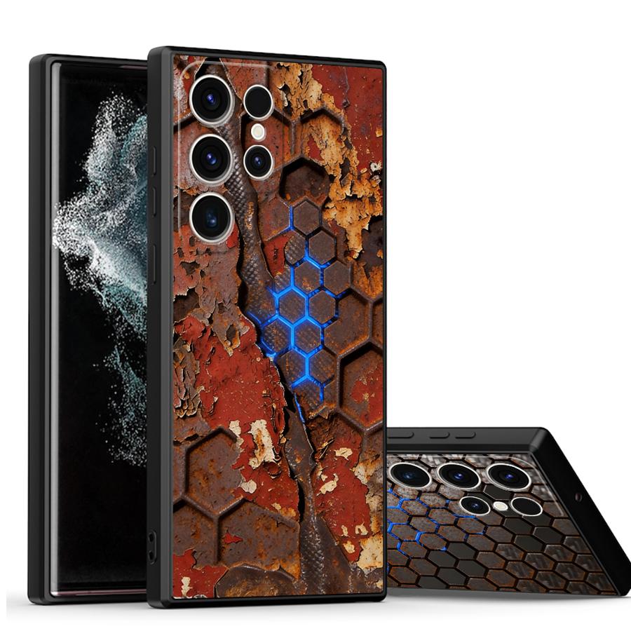 Чехол для Samsung Galaxy S26 Note 20 Ultra 8 9 10 S24 Plus S23 S25 Ultra S21 FE S20 S10 S9 Funda Чехол для телефона Нержавеющая сталь Углерод