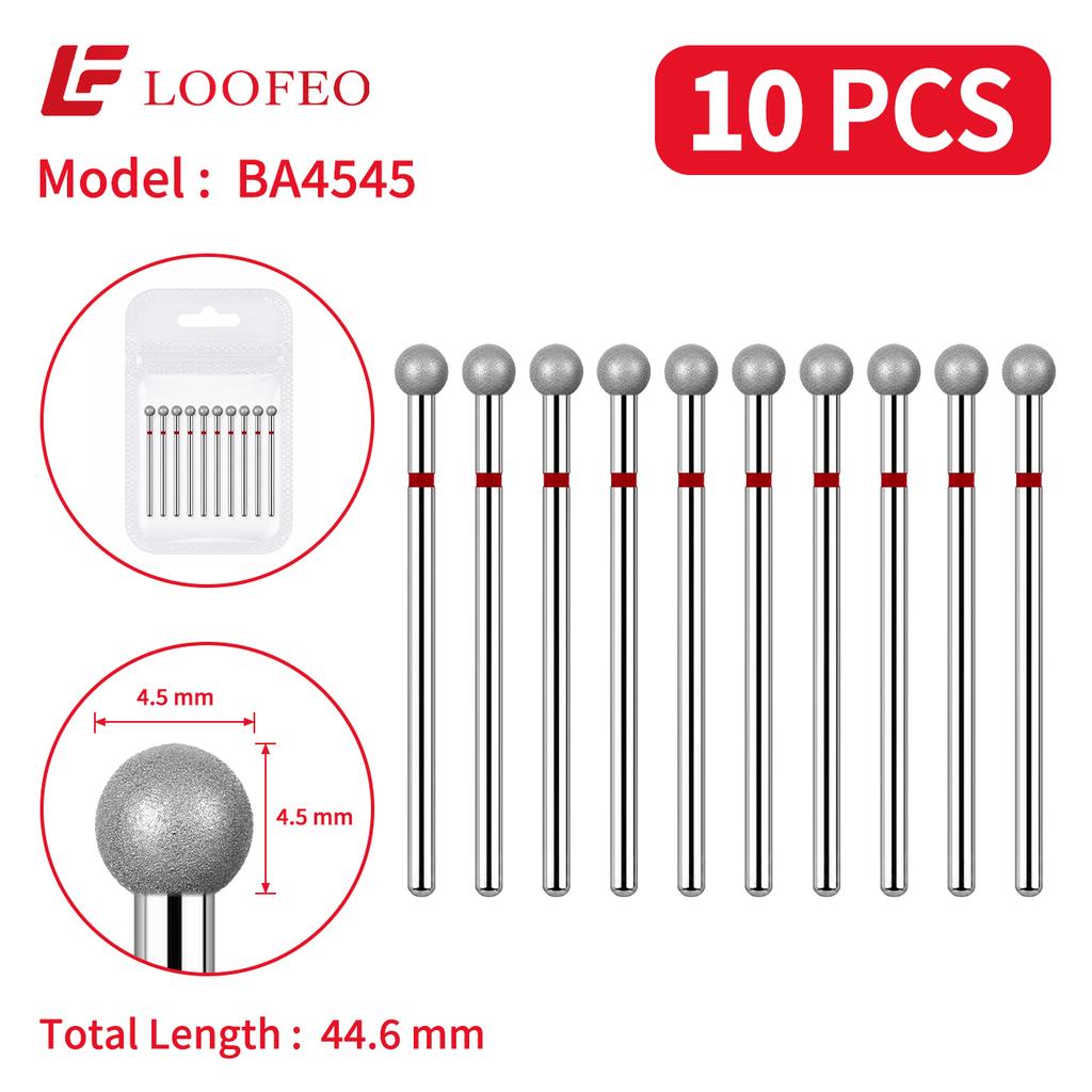 Ball Diamond Nail Drill Bit Set 1.5/2/2.5/3/3.5/4/4.5/5mm Red Fine Nail Milling Cutters Nail File Bit Sets Nail Prep Dead Skin Removal Shaping