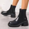 Модные ботильоны на платформе для женщин Осень Зима Боковая молния Массивный каблук Короткие ботинки Женские Шикарные из искусственной кожи Готическая обувь