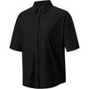 Champion All-Weather Series Solid Color Button Comfortable Breathable Versatile Short Sleeve Shirt Women Shirts Black 162520105-5